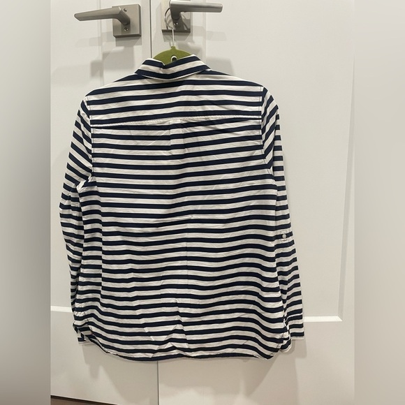 EUC Talbots navy and white striped blouse, 12P - Picture 3 of 4